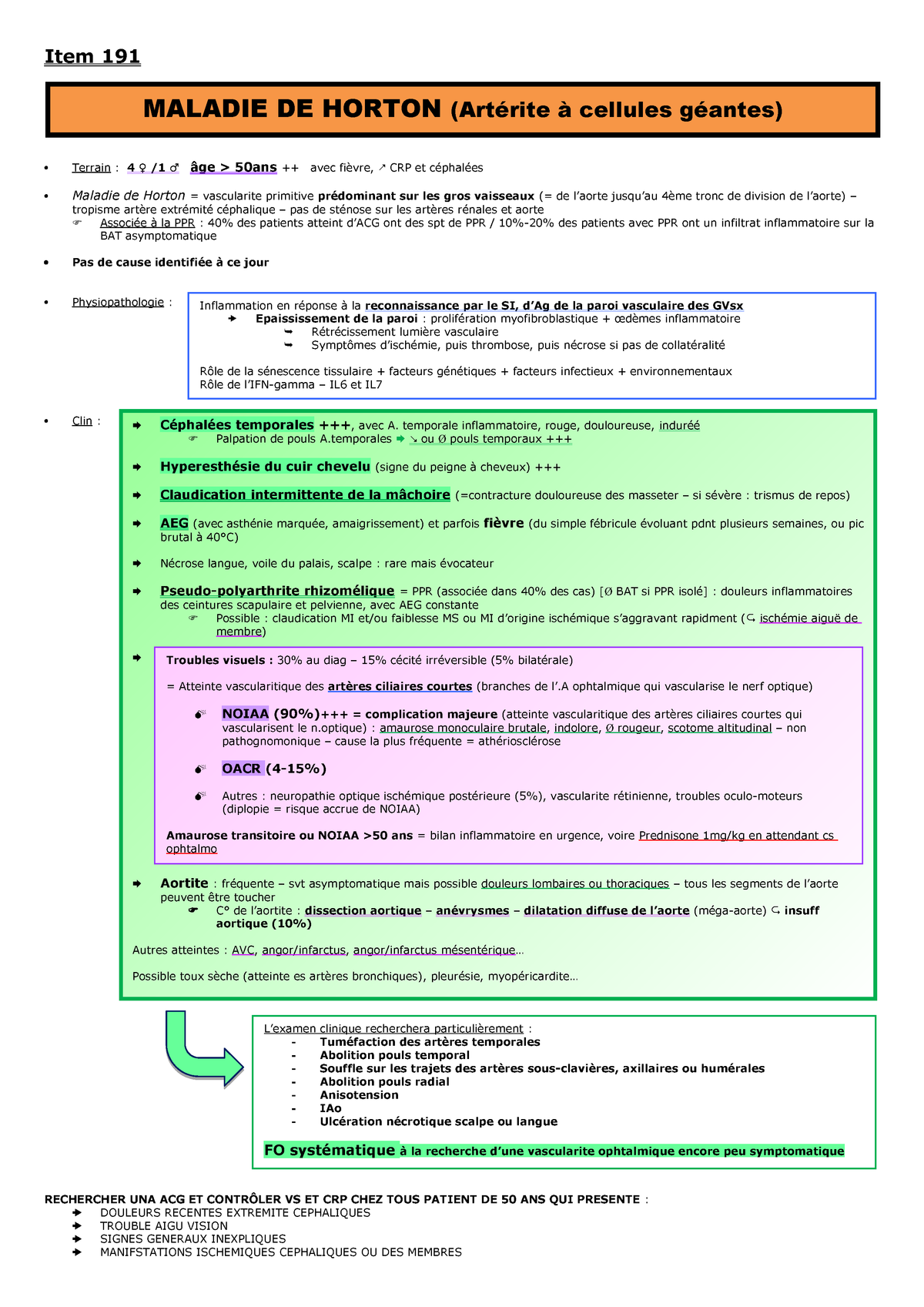 maladie de horton college médecine interne - maladie de horton signes cliniques