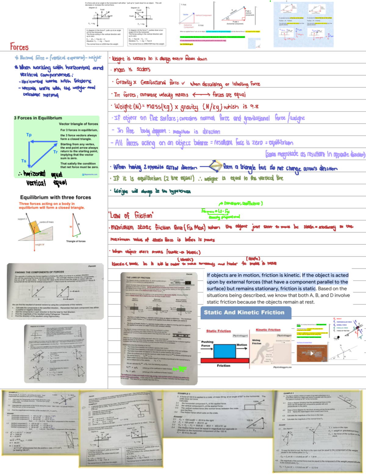 Physics Notes ️- Forces - increase normal force (i) (ii) FsinG Fcose F ...