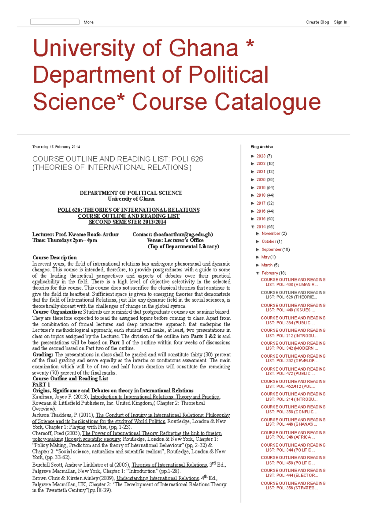 University of Ghana IR syllabus - University of Ghana *University of ...