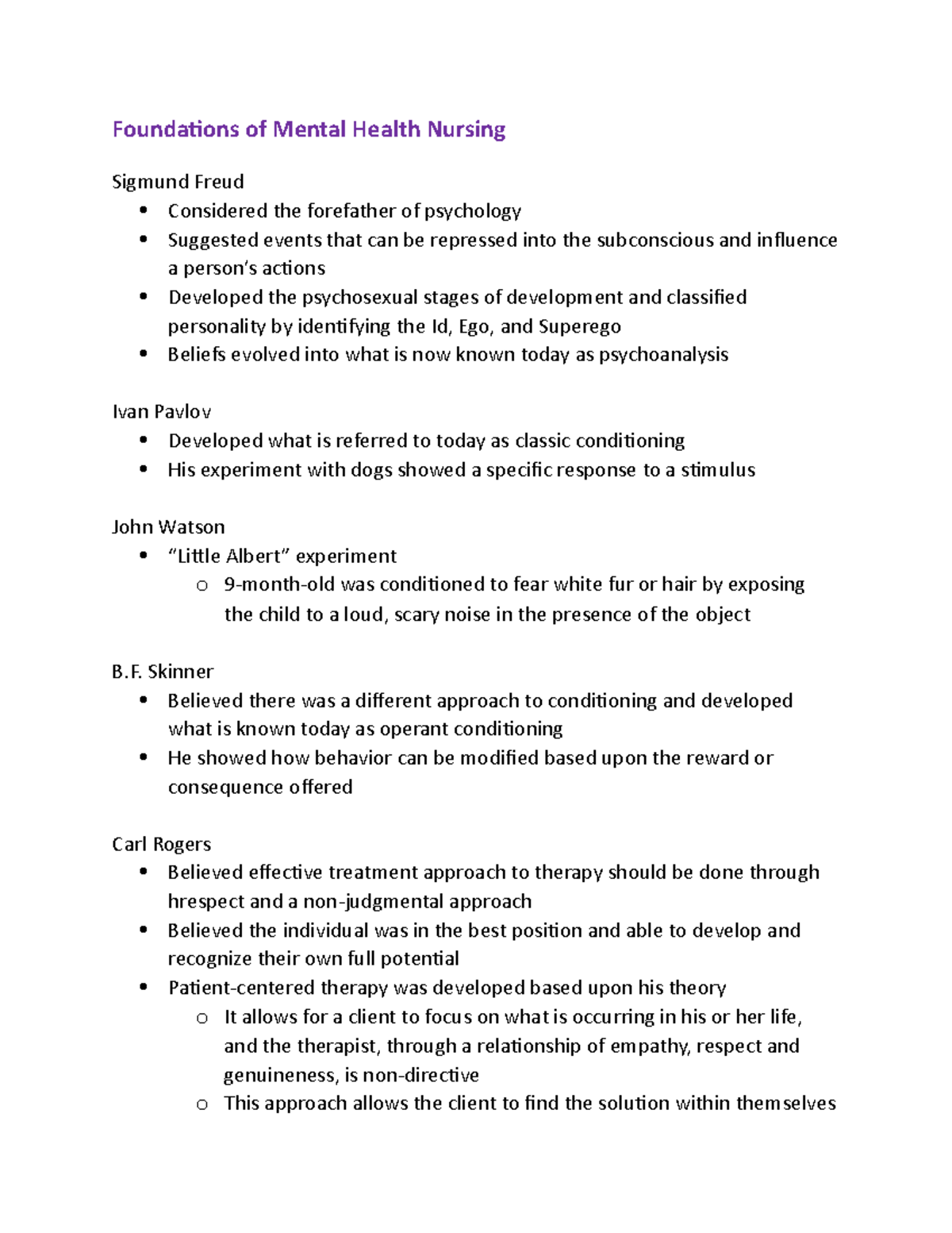 Notes Foundations of Mental Health Nursing Sigmund Freud Considered