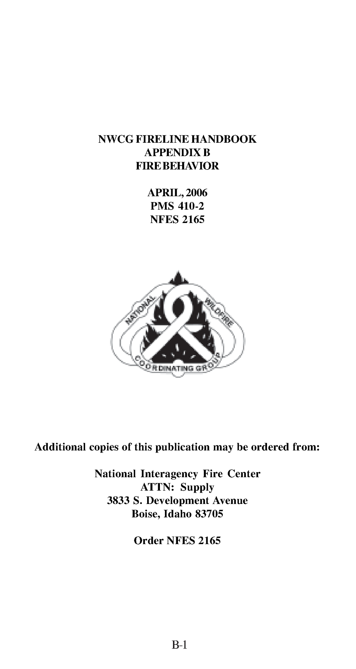 Appendix B Uefifi Nwcg Fireline Handbook Appendix B Fire Behavior April 2006 Pms 410 Nfes 9493