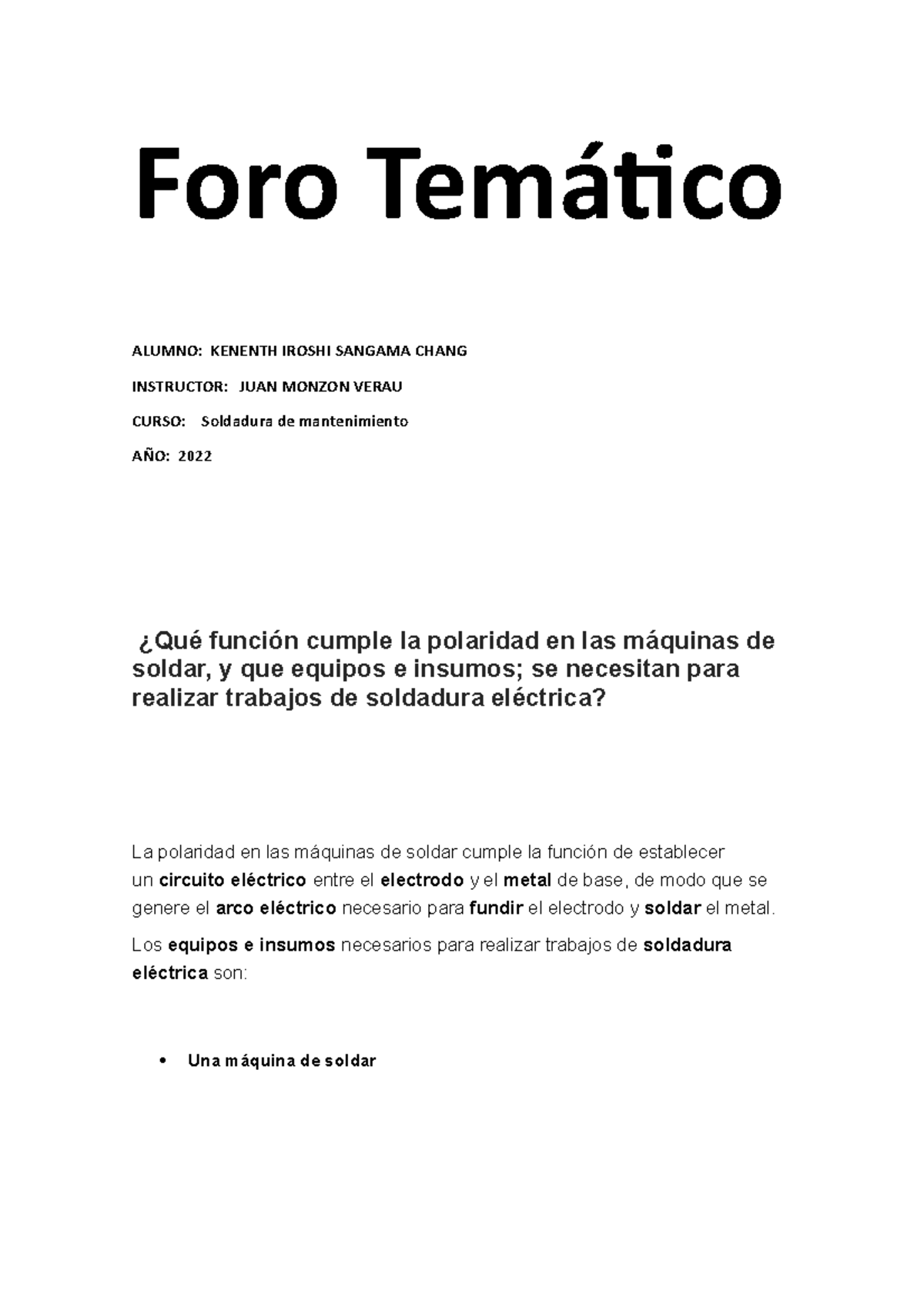 Foro Temático Kenenth Iroshi Sangama Chang soldadura - Foro Temático ...