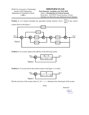 Intro Ctrl Sys Midterm Exam 1 - HCM City University Of Technology ...