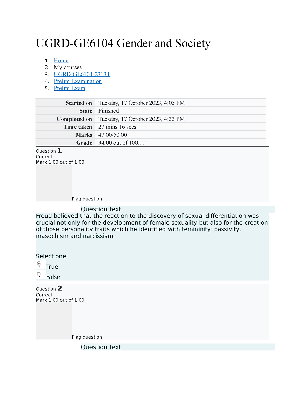 UGRD - UGRD Prelim - UGRD-GE6104 Gender And Society 1. Home 2. My ...