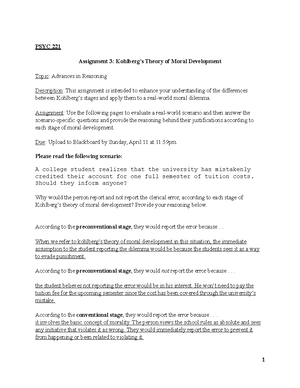 Psych 221 Assignment 4 - PSYC 221 – Introduction to Psychological ...