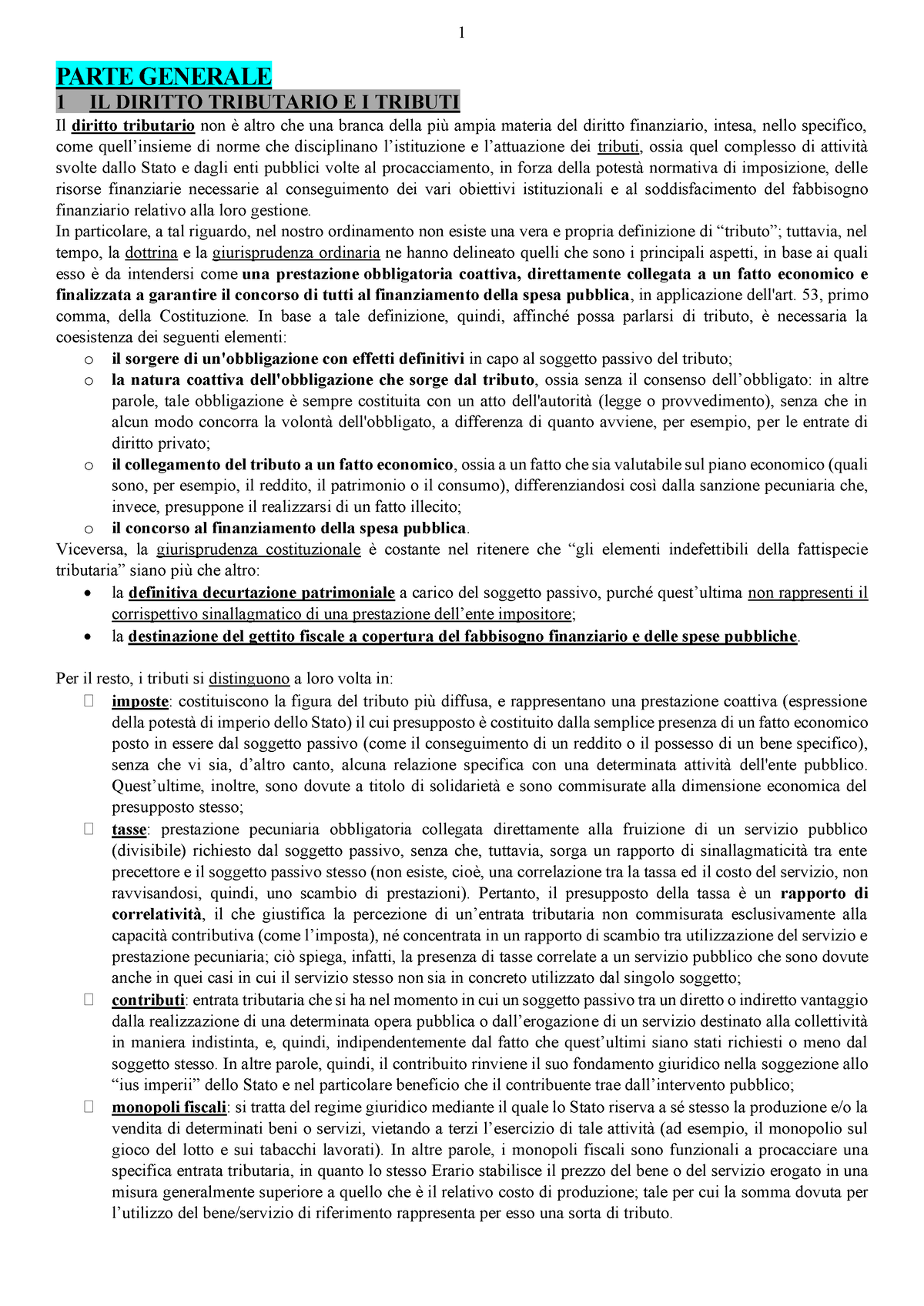 Parte Generale Diritto Tributario - PARTE GENERALE 1 IL DIRITTO ...