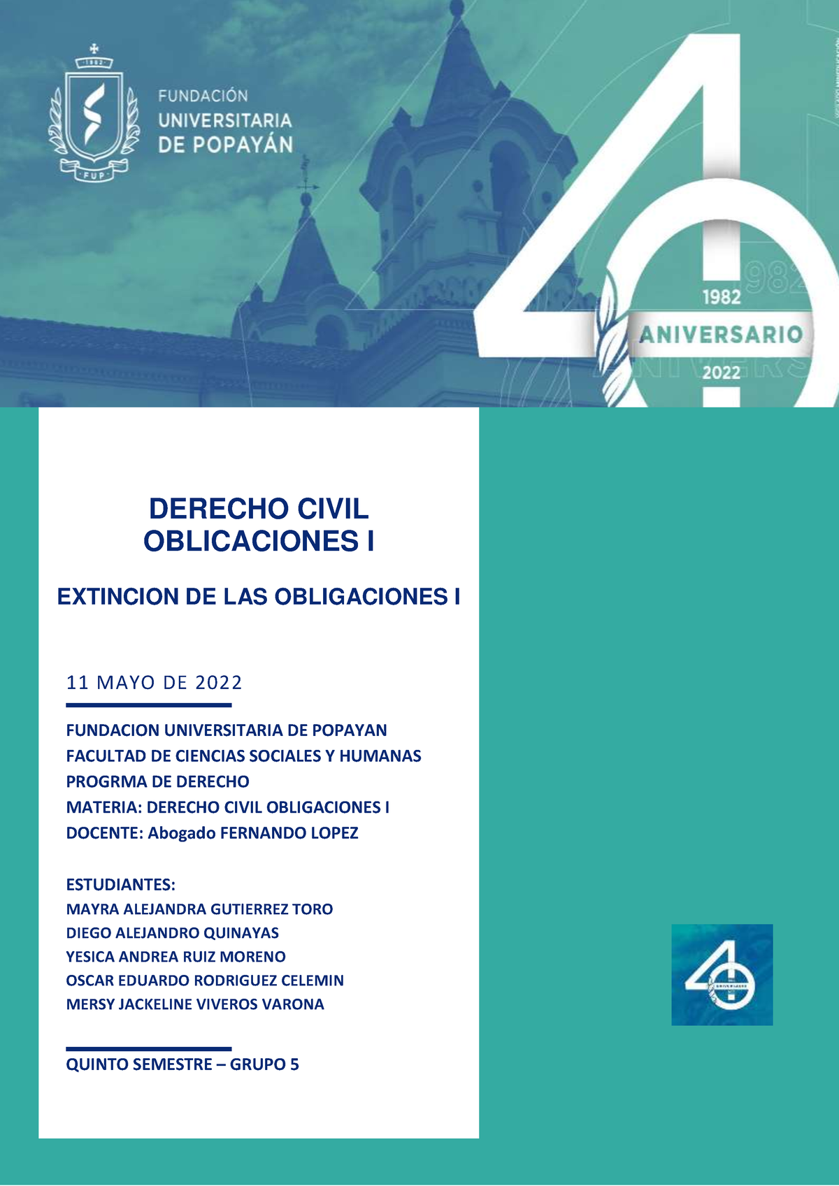 Extincion DE LAS Obligaciones Taller - 1 DERECHO CIVIL OBLICACIONES I ...