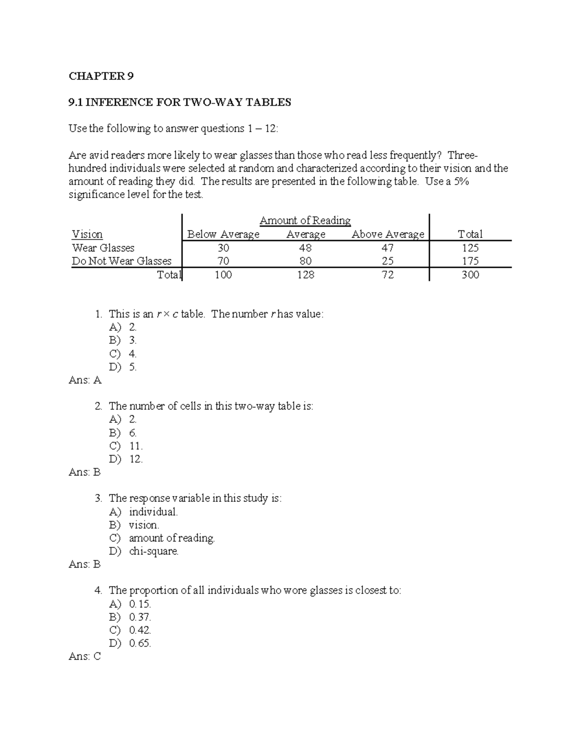 Practice Problems - Chapter 9 (with Answers) - CHAPTER 9 9 INFERENCE ...