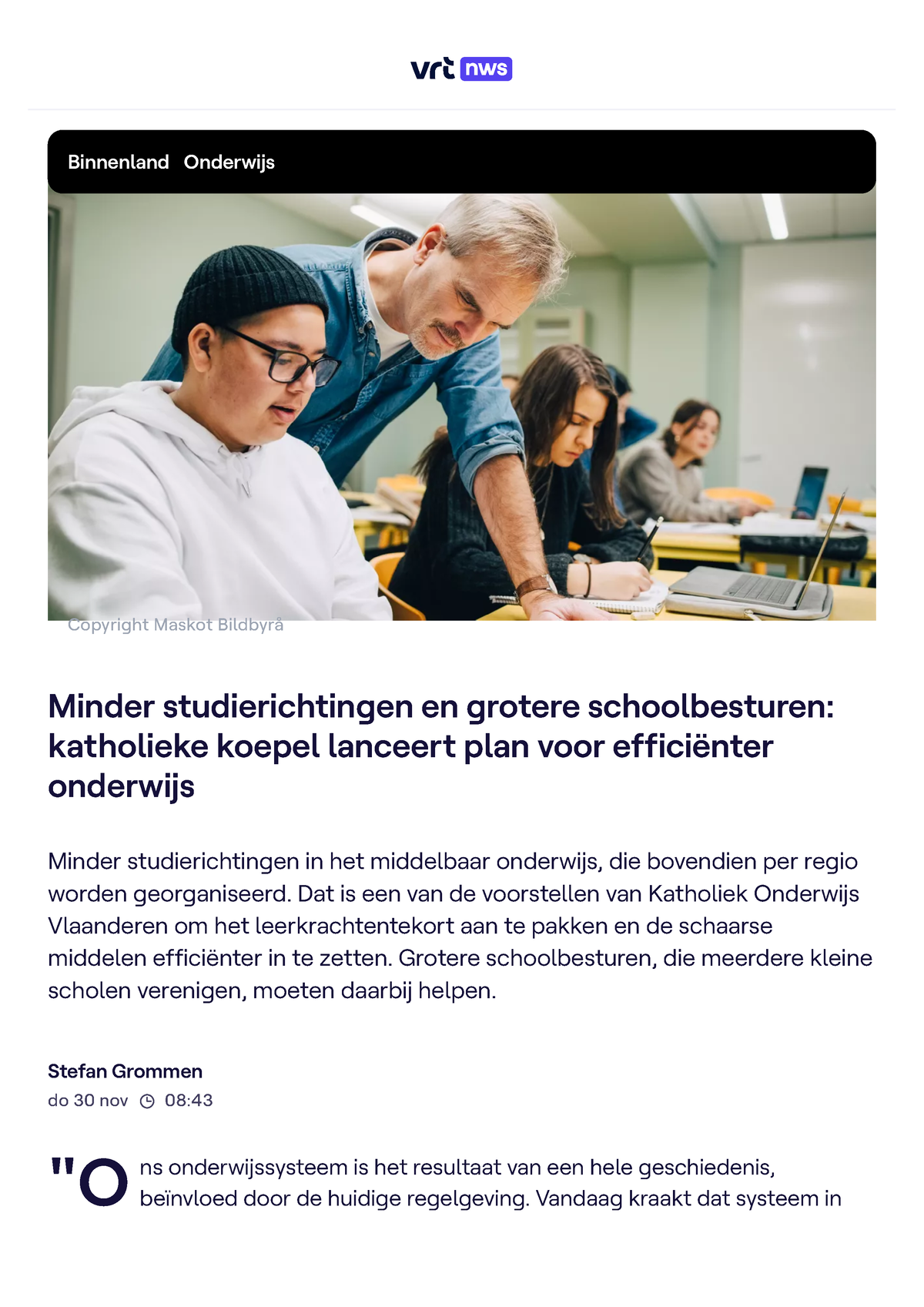 Minder Studierichtingen En Grotere Schoolbesturen: Katholieke Koepel ...