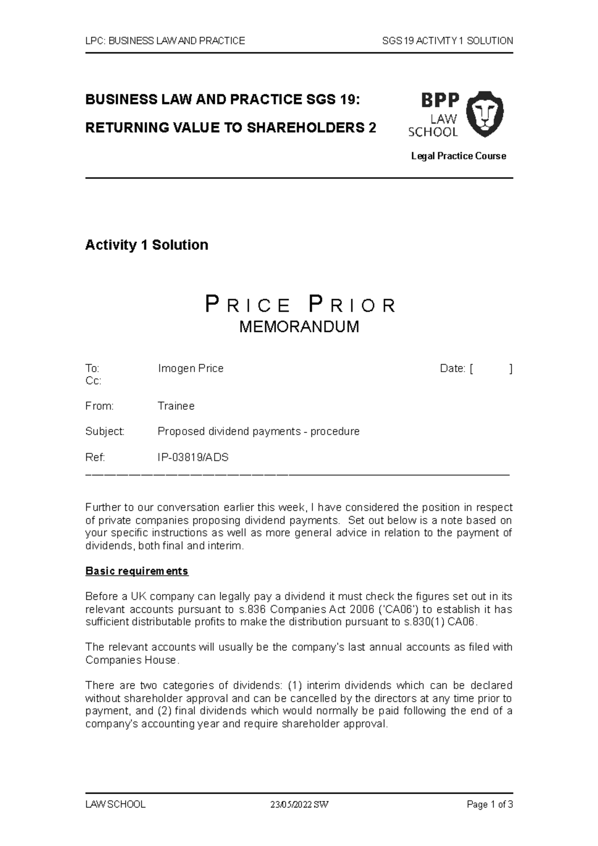BLP+SGS+19+Solution+to+Activity+1+2022-23 - LPC: BUSINESS LAW AND ...