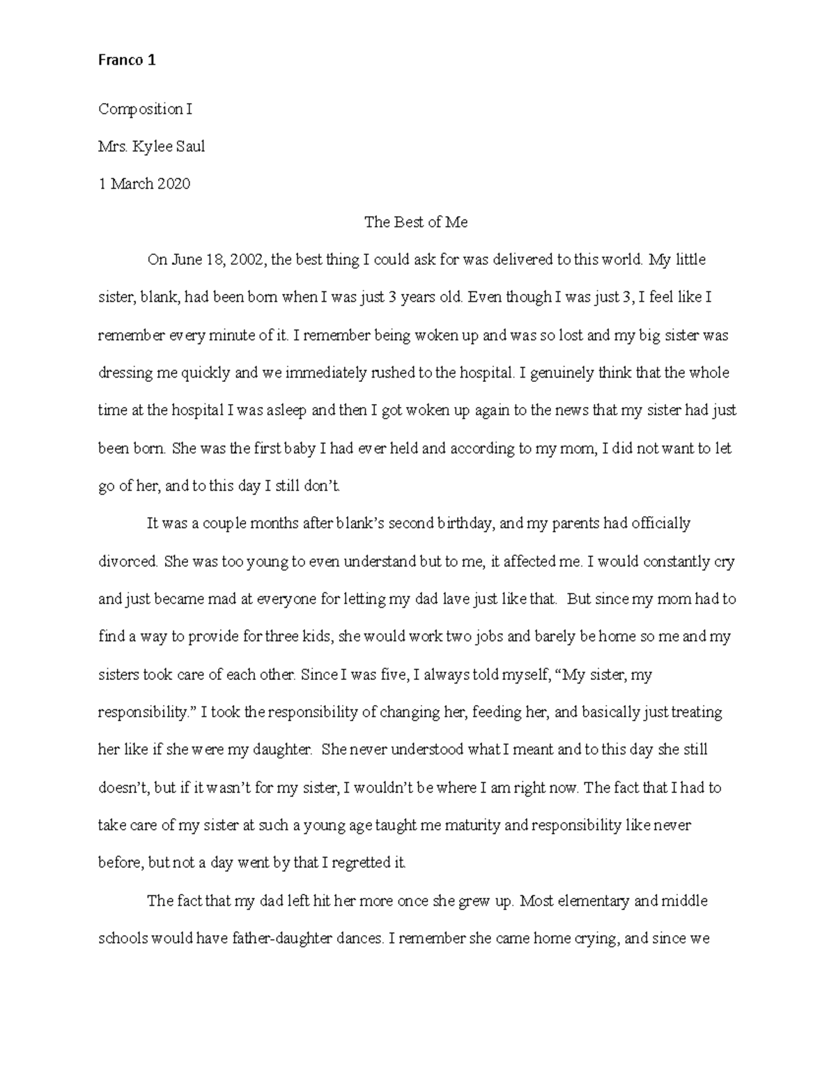 the best of me essay