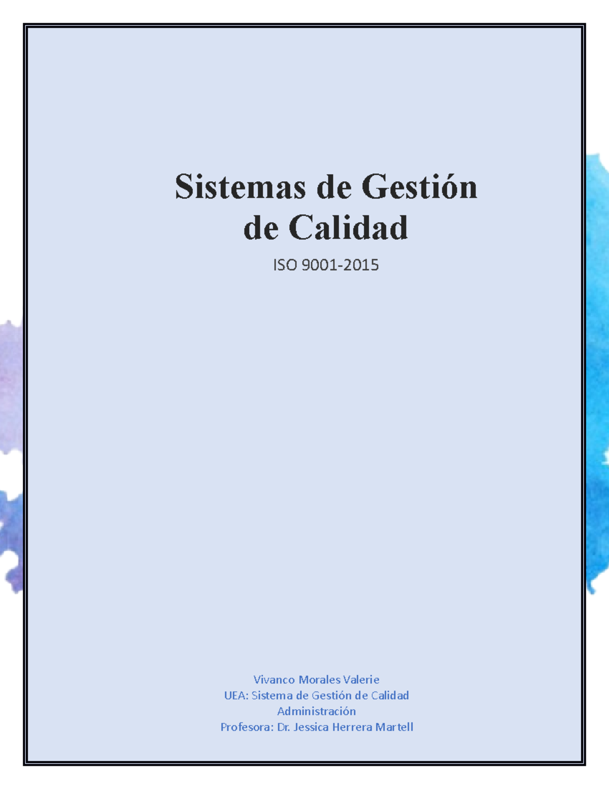 Tema 1 ISO - ISO 9001 2015 Sistemas de Gestion de Calidad - Tema 1 ...