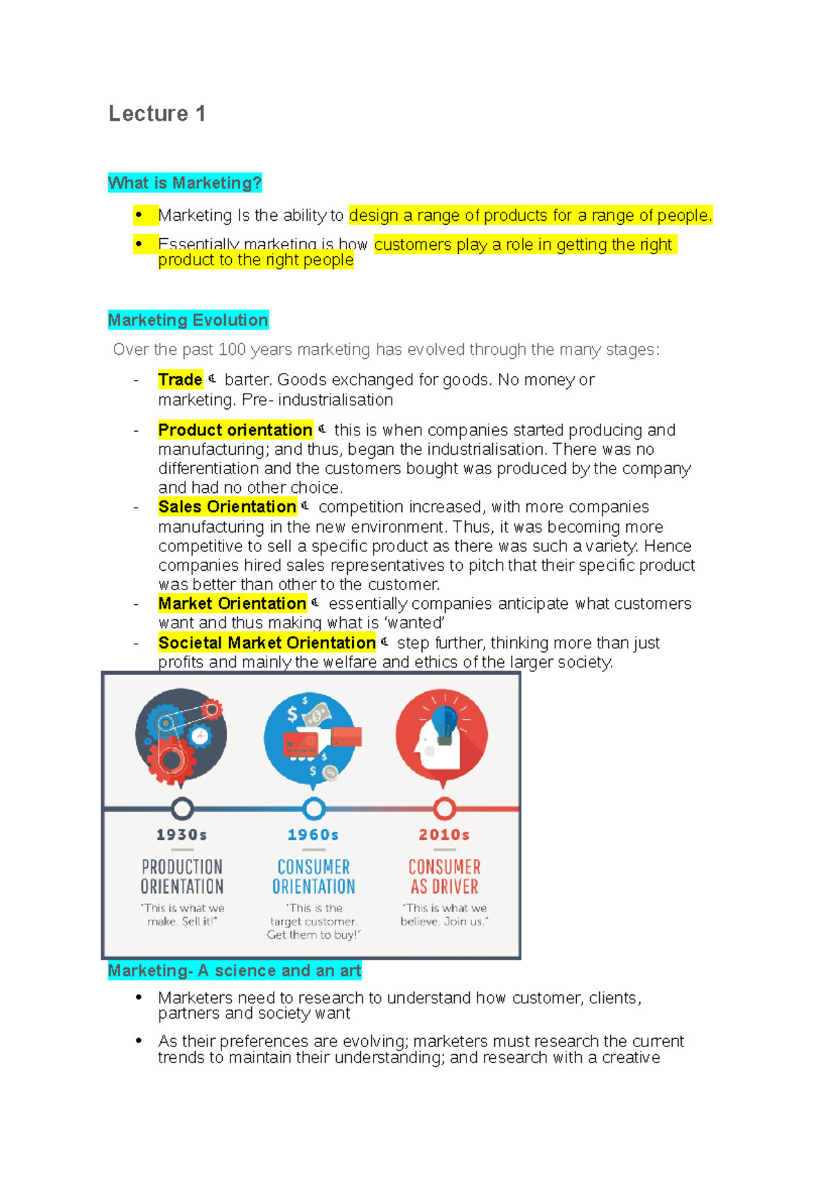 Week 1 - Week 1 lecture notes - Lecture 1 What is Marketing? Marketing ...