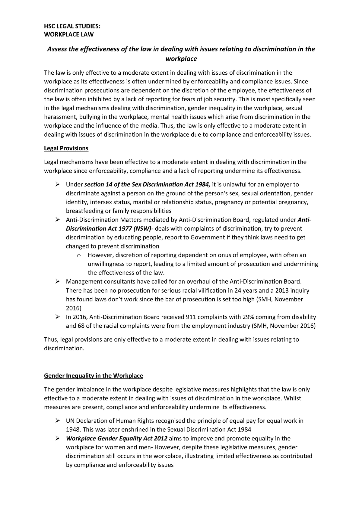 discrimination essay grade 12