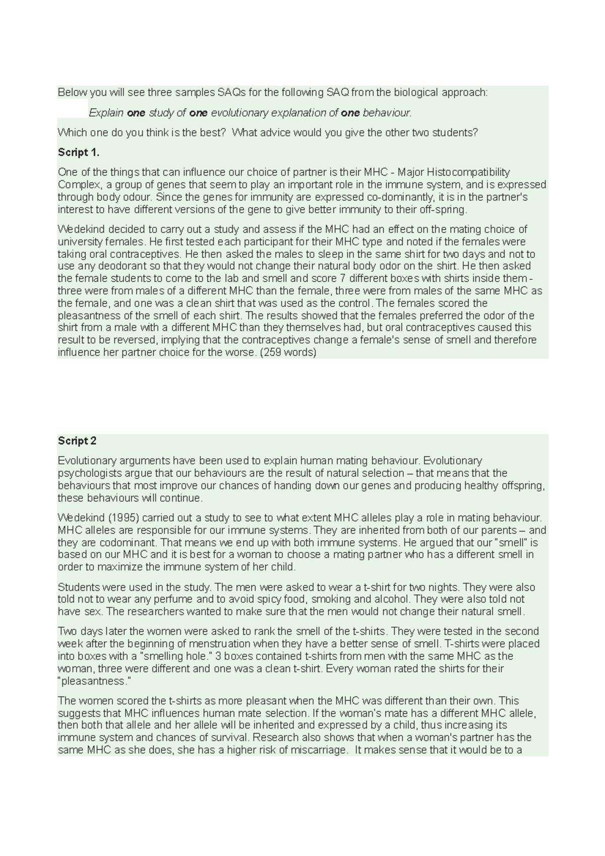 SAQ Sample Help To Answer SAQ Below You Will See Three Samples SAQs 