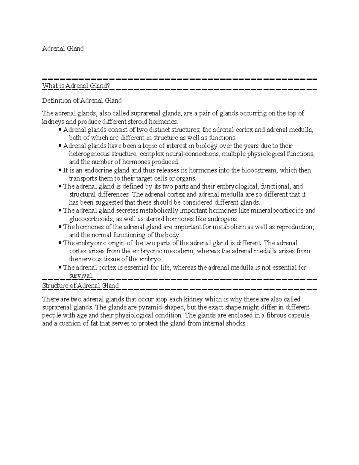 Adrenal Gland notes Adrenal Gland What is Adrenal Gland? Definition