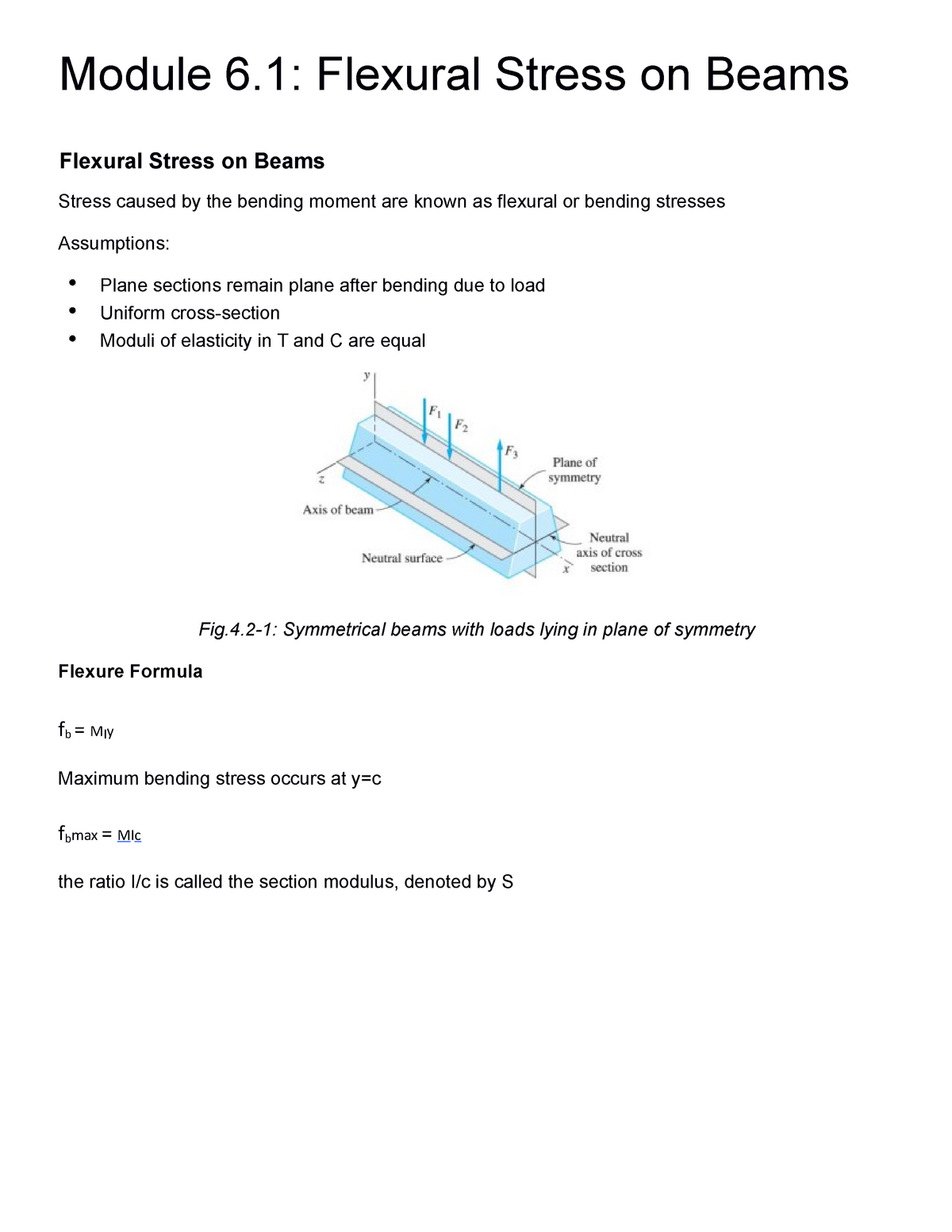 Module 6.1 Flexural Stress On Beams CE 205- Mechanics Of Deformable ...