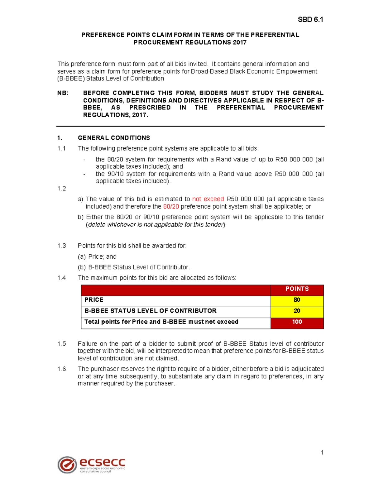 SBD 6.1 Smart Interactive Display Screen - PREFERENCE POINTS CLAIM FORM ...