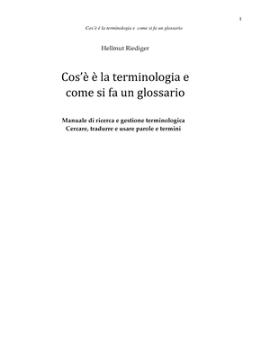 Cosa è la terminologia e come si fa un glossario - Concetti - Studocu