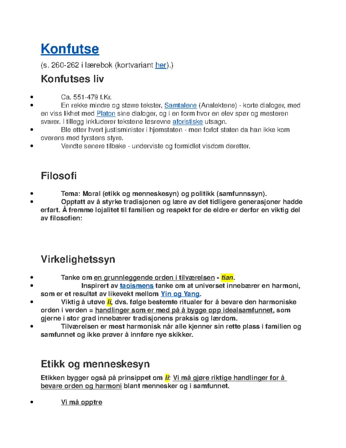 Konfutse Filosofi Konfutse 260 262 Rebok Kortvariant Her Konfutses Liv Ca 551 Studocu