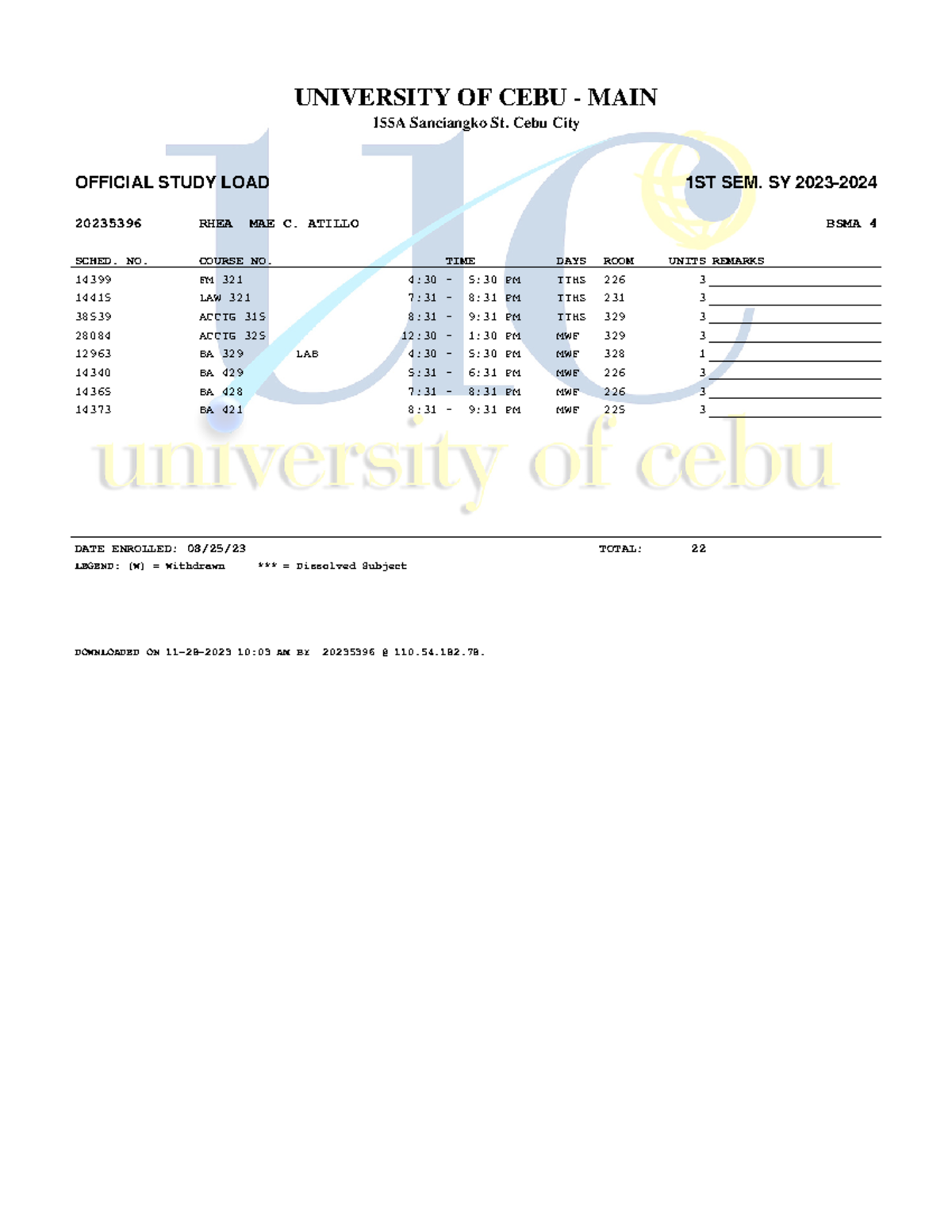 20235396241 - UNIVERSITY OF CEBU - MAIN 155A Sanciangko St. Cebu City ...
