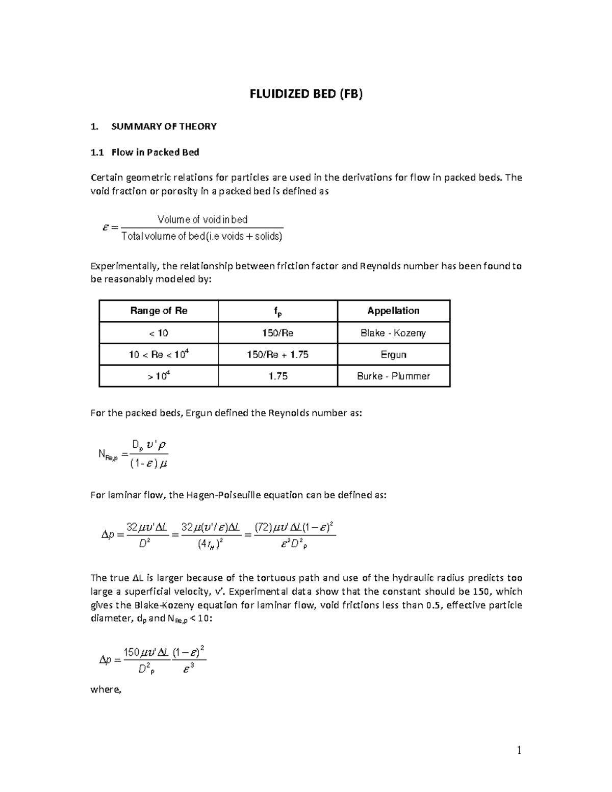 Fluidized Bed (FB) Lab Manual UNMC Civil Studocu