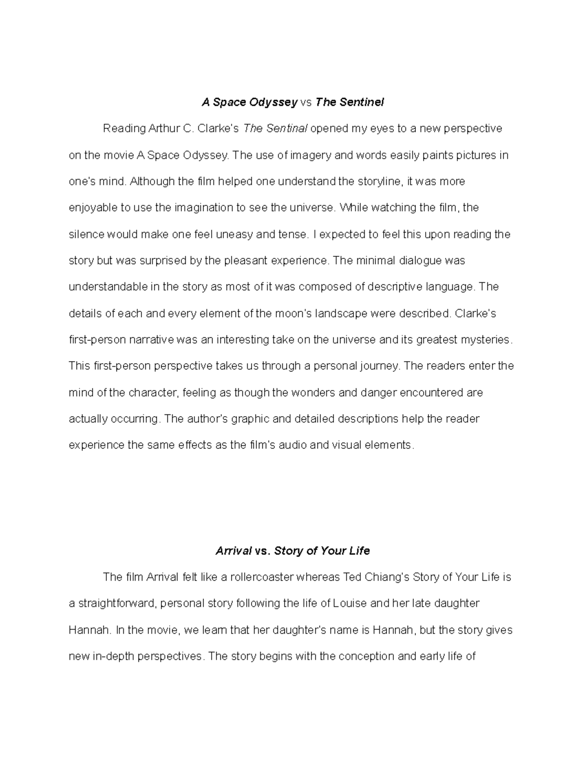 literature-final-comparison-essay-a-space-odyssey-vs-the-sentinel