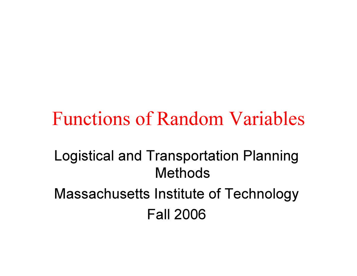 Lec2 Functions Of Random Variables 1 (PDF) - Functions Of Random ...