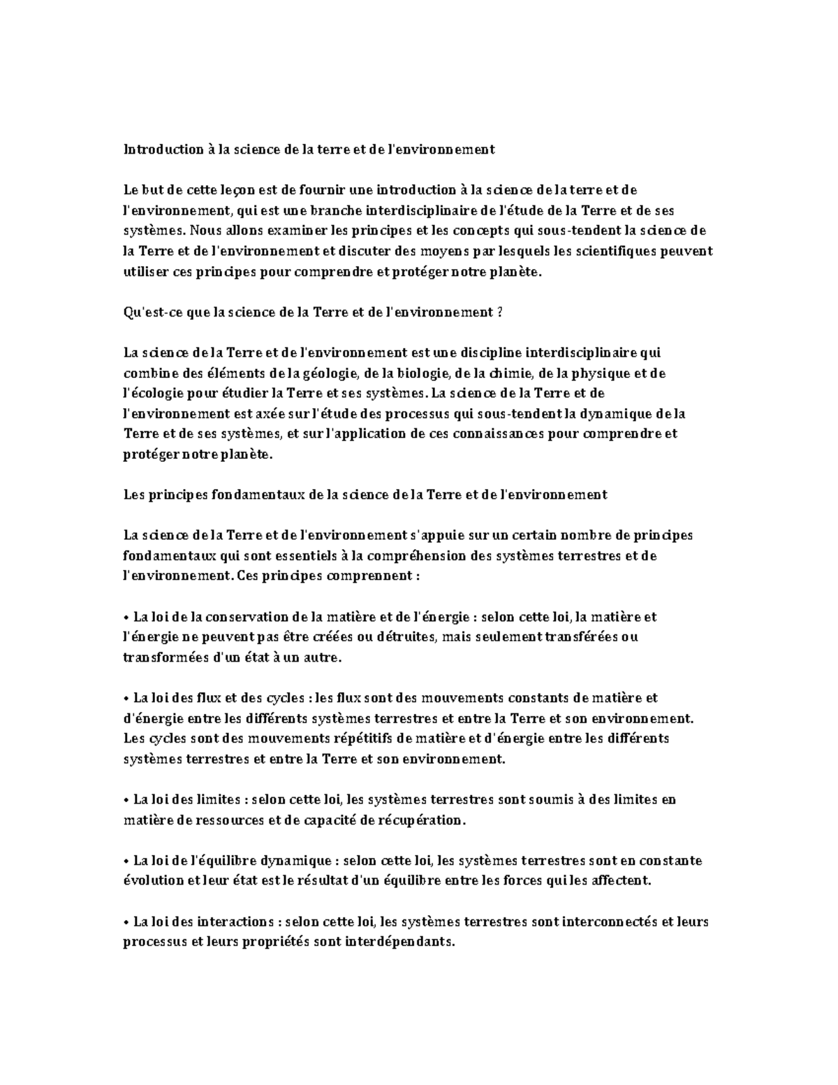 Earth And Environmental Science Introduction La Science De La Terre