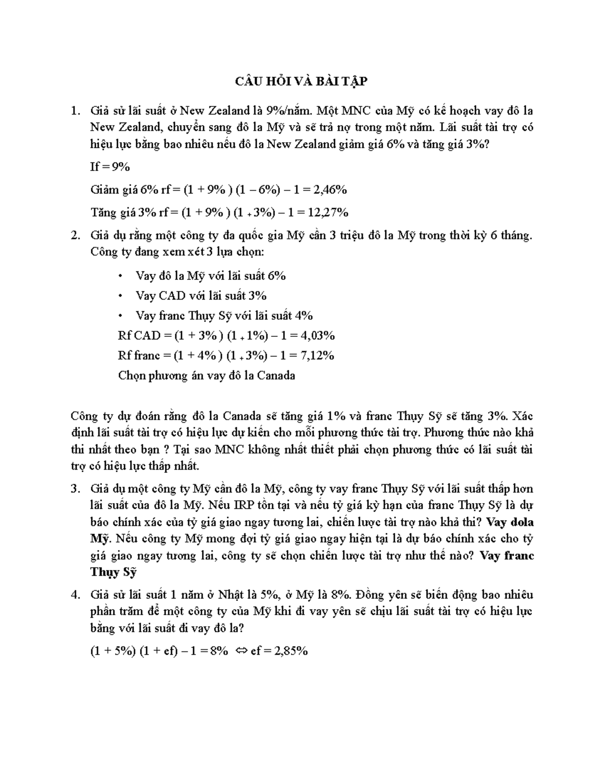 Bai tap bai 5 tcctdqg - CÂU HỎI VÀ BÀI TẬP Giả sử lãi suất ở New ...