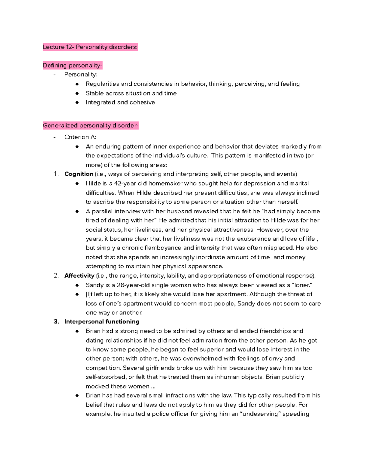 lecture-12-personality-disorders-lecture-12-personality-disorders