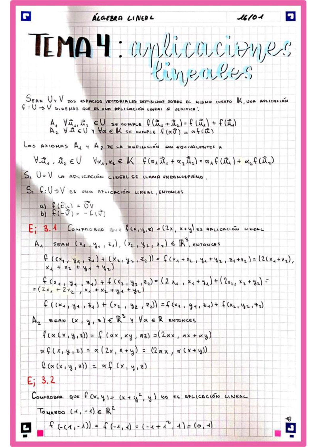 Tema 4 Aplicaciones Lineales Teoría Y Ejercicios - Álgebra Lineal - Studocu