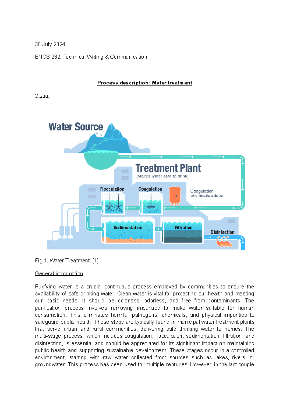 Water treatment - process description - 30 July 2024 ENCS 282 ...