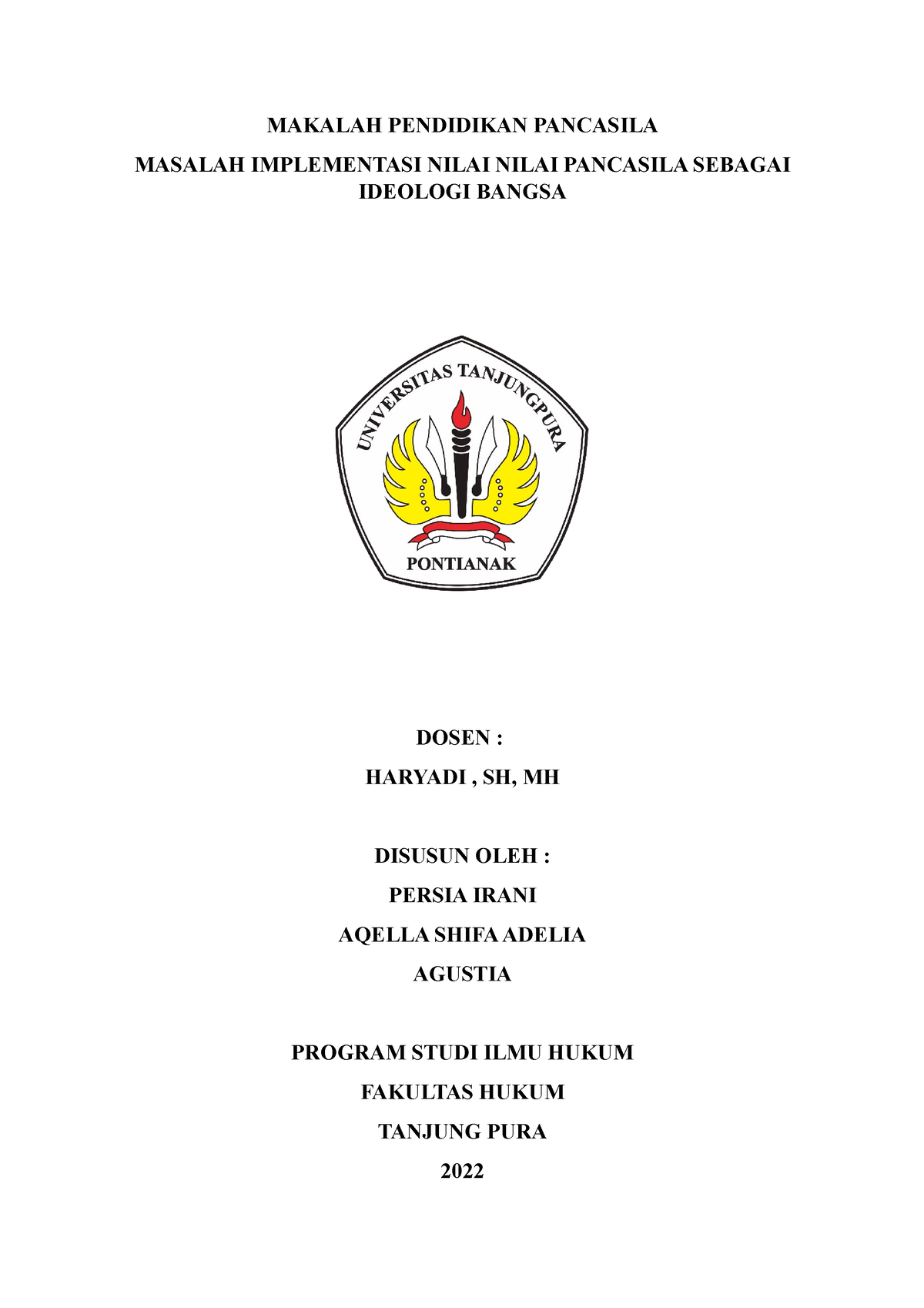 Makalah Pendidikan Pancasila - MAKALAH PENDIDIKAN PANCASILA MASALAH ...