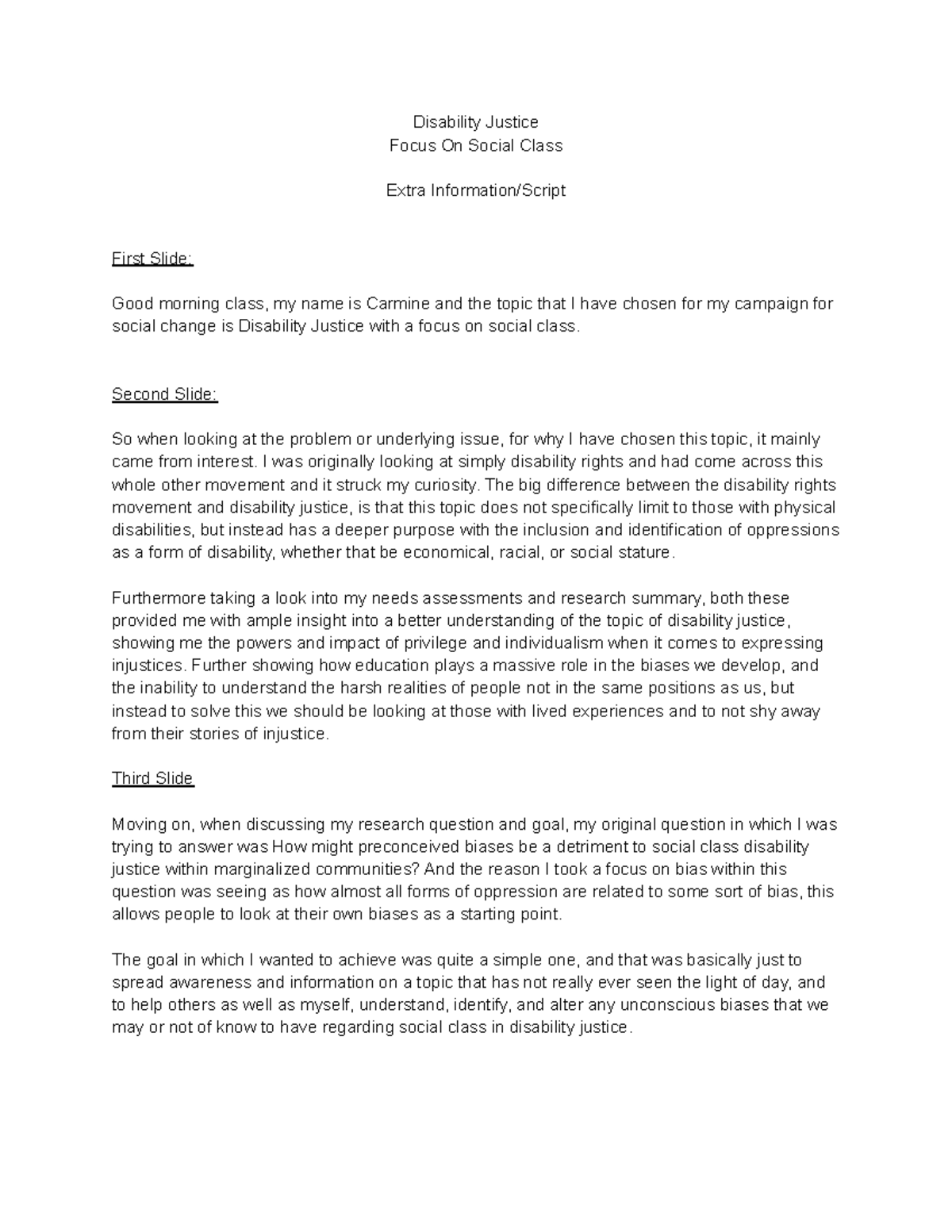 Disability Justice Script - Disability Justice Focus On Social Class ...