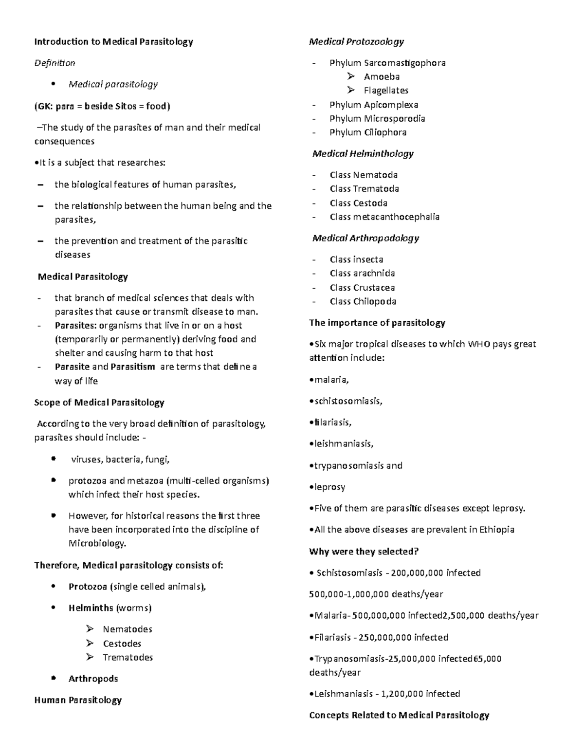 Parasitology Lecture Introduction To Medical Parasitology Definition 