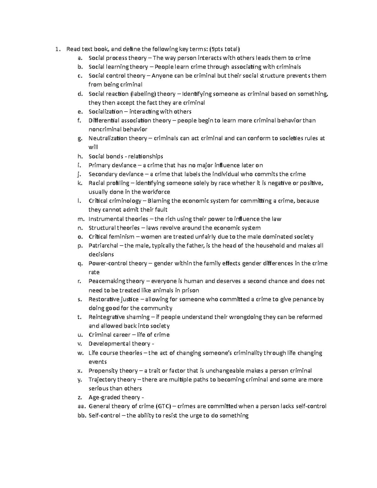 Assignment 3 - 1. Read text book, and define the following key terms ...