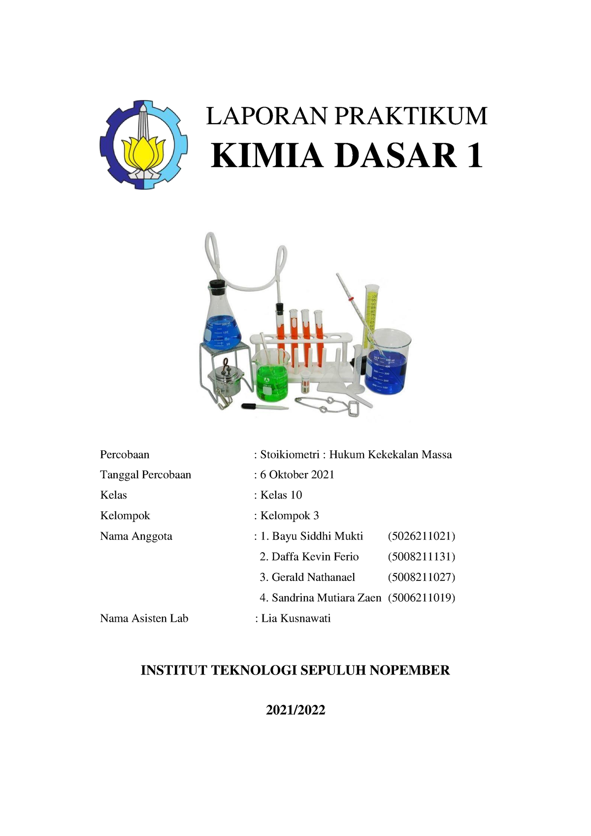 Laporan Percobaan 2 Kelompok 3 Kimia 10 - LAPORAN PRAKTIKUM KIMIA DASAR ...