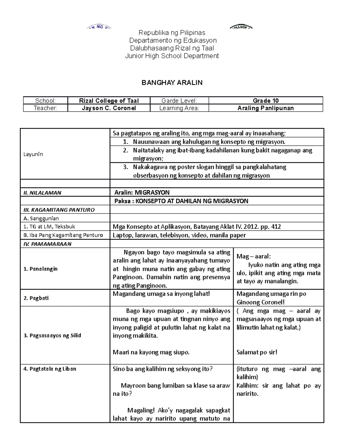 Migrasyon - Another sources for you as a teachers. You can use it - BS ...