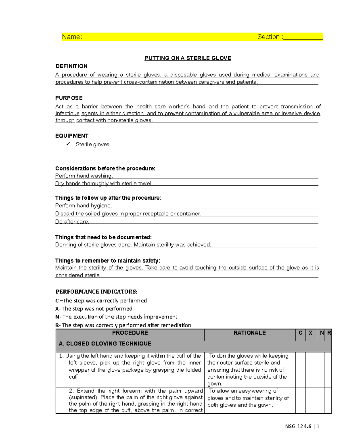 gloving-technique-nsg-124-1-name-section-putting-on-a-sterile