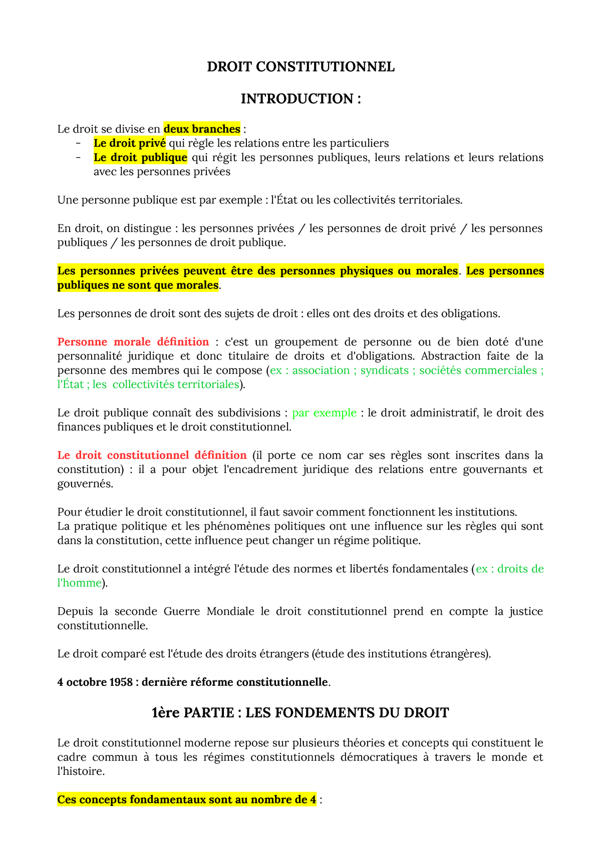 Droit Constitutionnel - DROIT CONSTITUTIONNEL INTRODUCTION : Le Droit ...