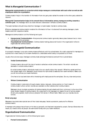 Managerial Communication - What Is Managerial Communication? Managerial ...