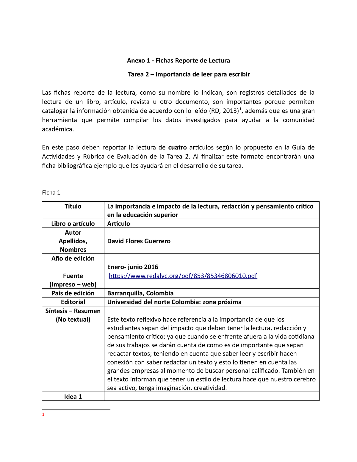 Anexo 1 - Tarea 2 - Fichas Reporte Lectura - Anexo 1 - Fichas Reporte ...