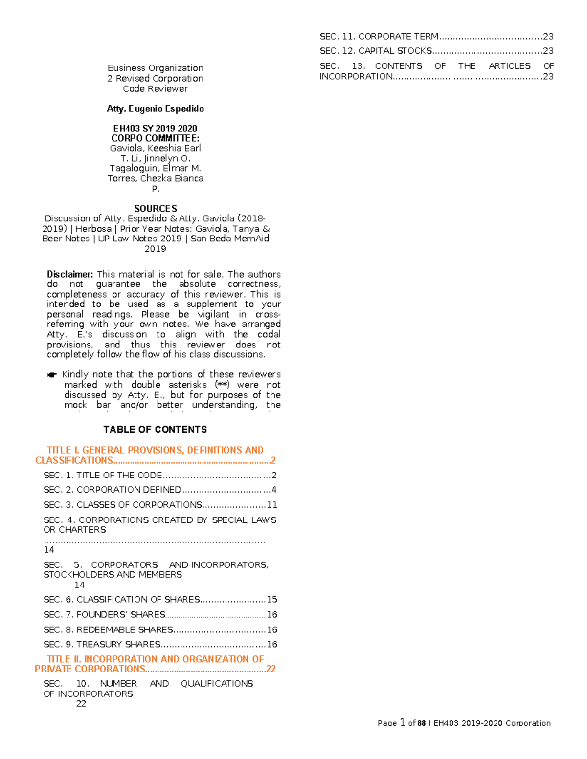 623773070 Revised Corporation Code - Page 1 of 88 | EH403 2019-2020 ...