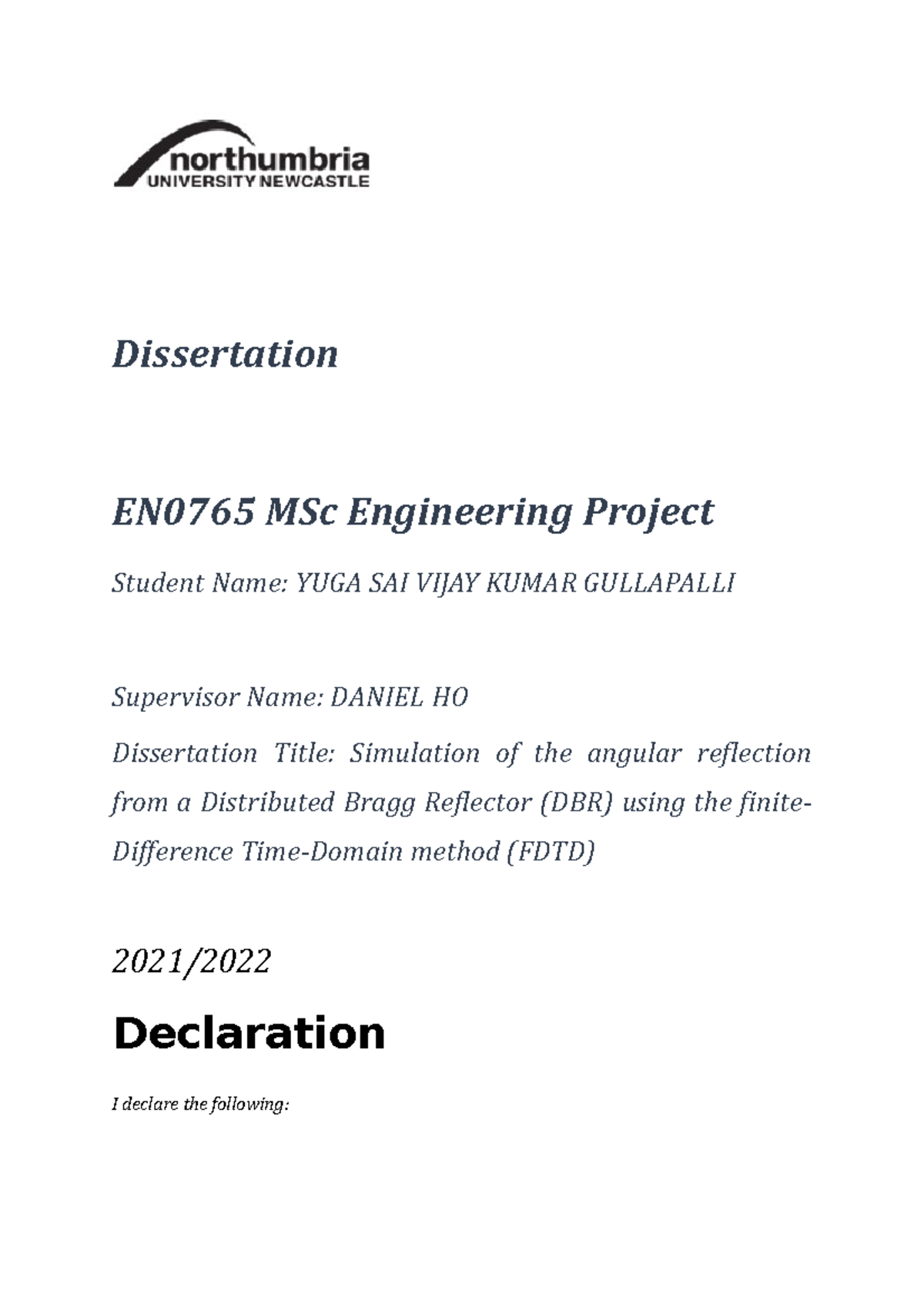 Yuga-FDTD Project-Dissertation-2022-05-18 MT (1) - Dissertation EN0765 ...