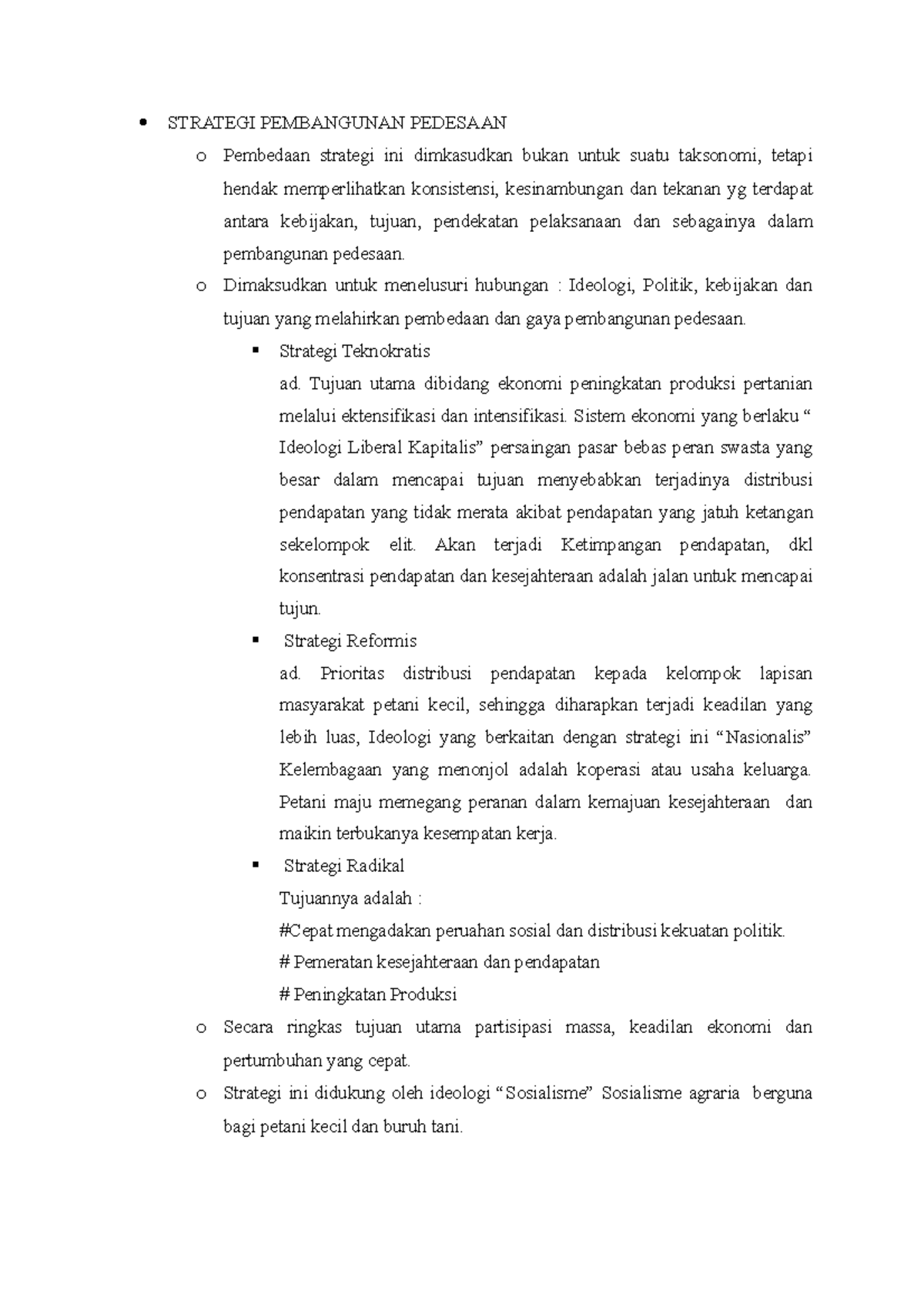 Strategi Pembangunan Pedesaan - STRATEGI PEMBANGUNAN PEDESAAN O ...