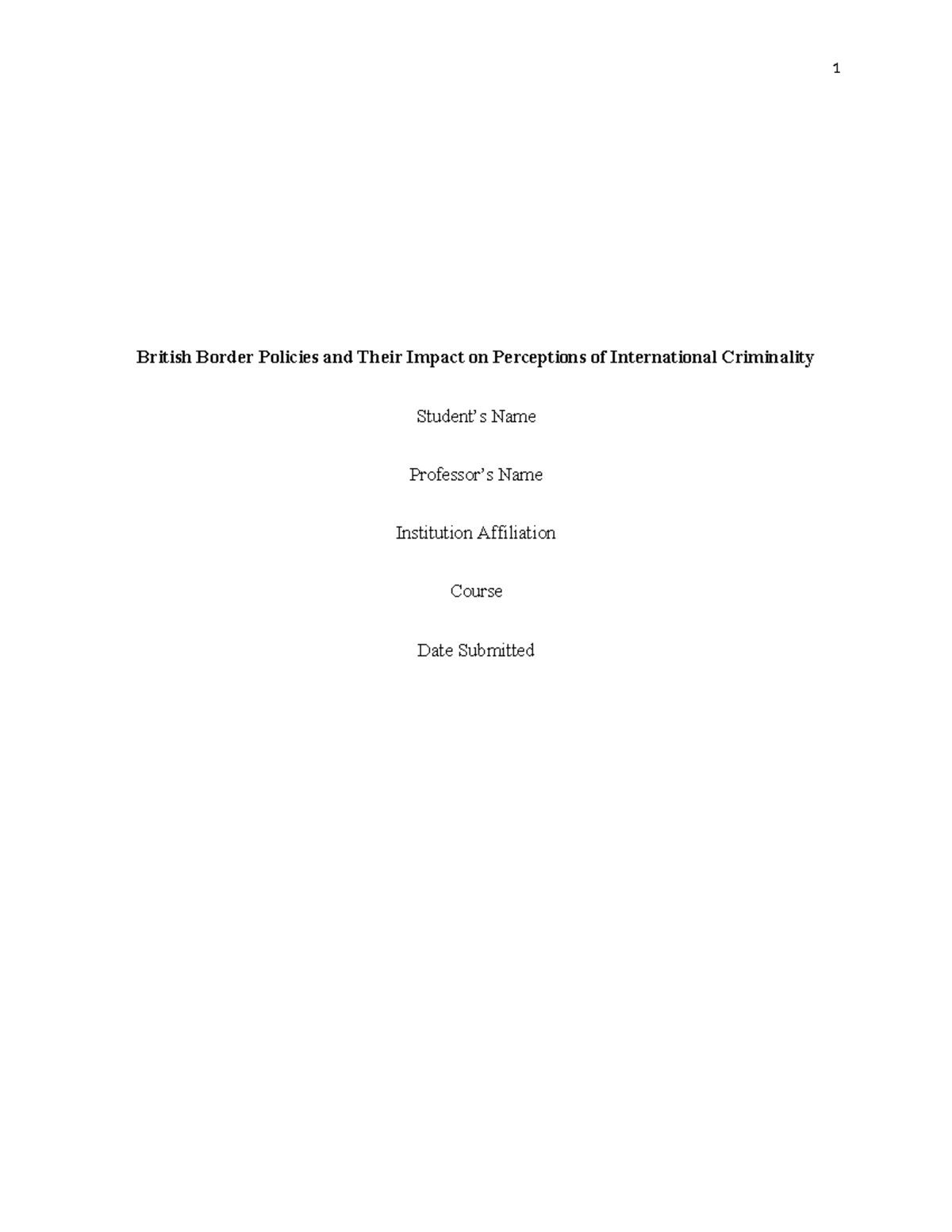 British Border Policies and Their Impact on Perceptions of ...