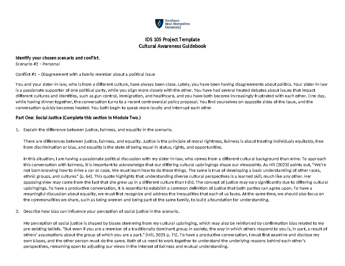 IDS 105 Project Template - IDS 105 Project Template Cultural Awareness ...