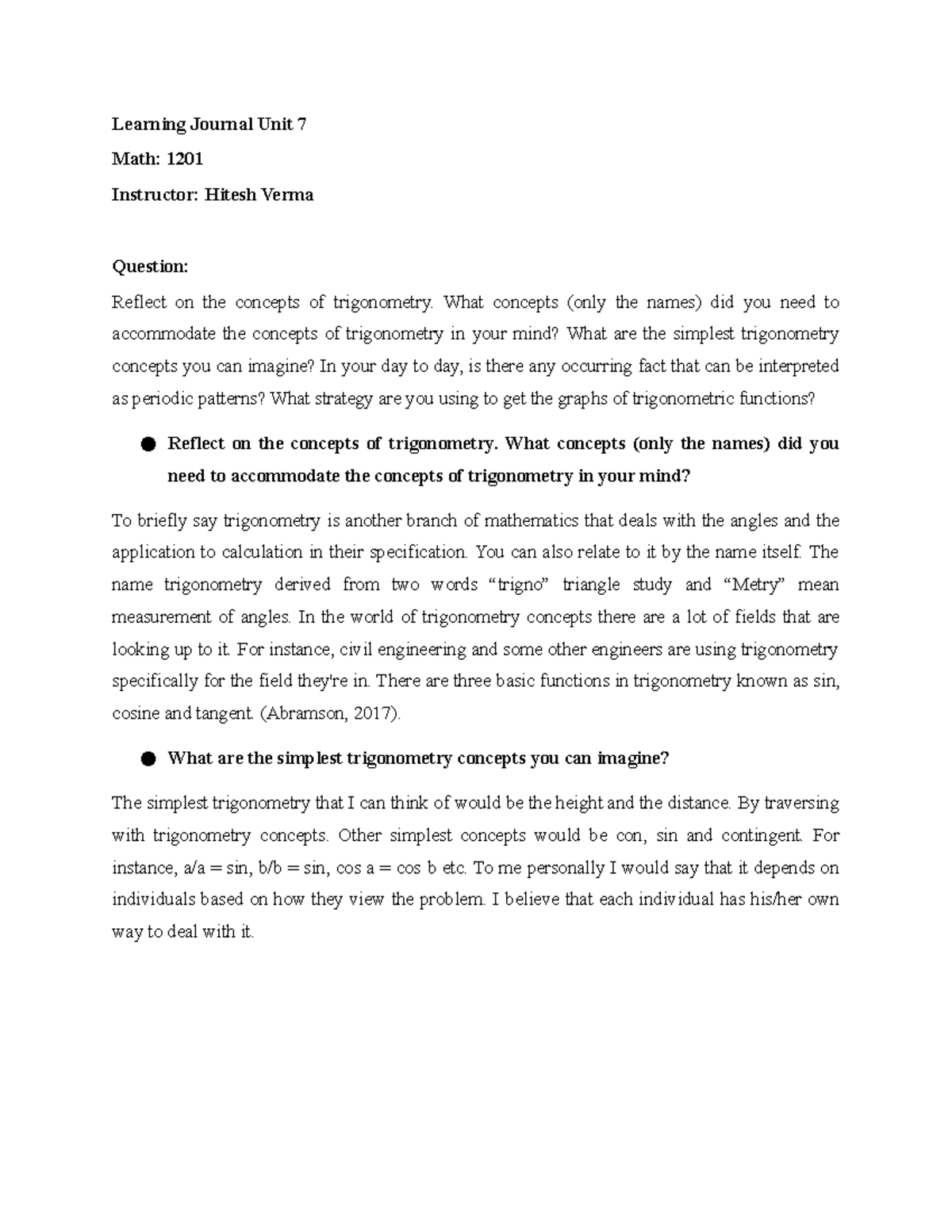 Document 91 - tutorial work - Learning Journal Unit 7 Math: 1201 ...