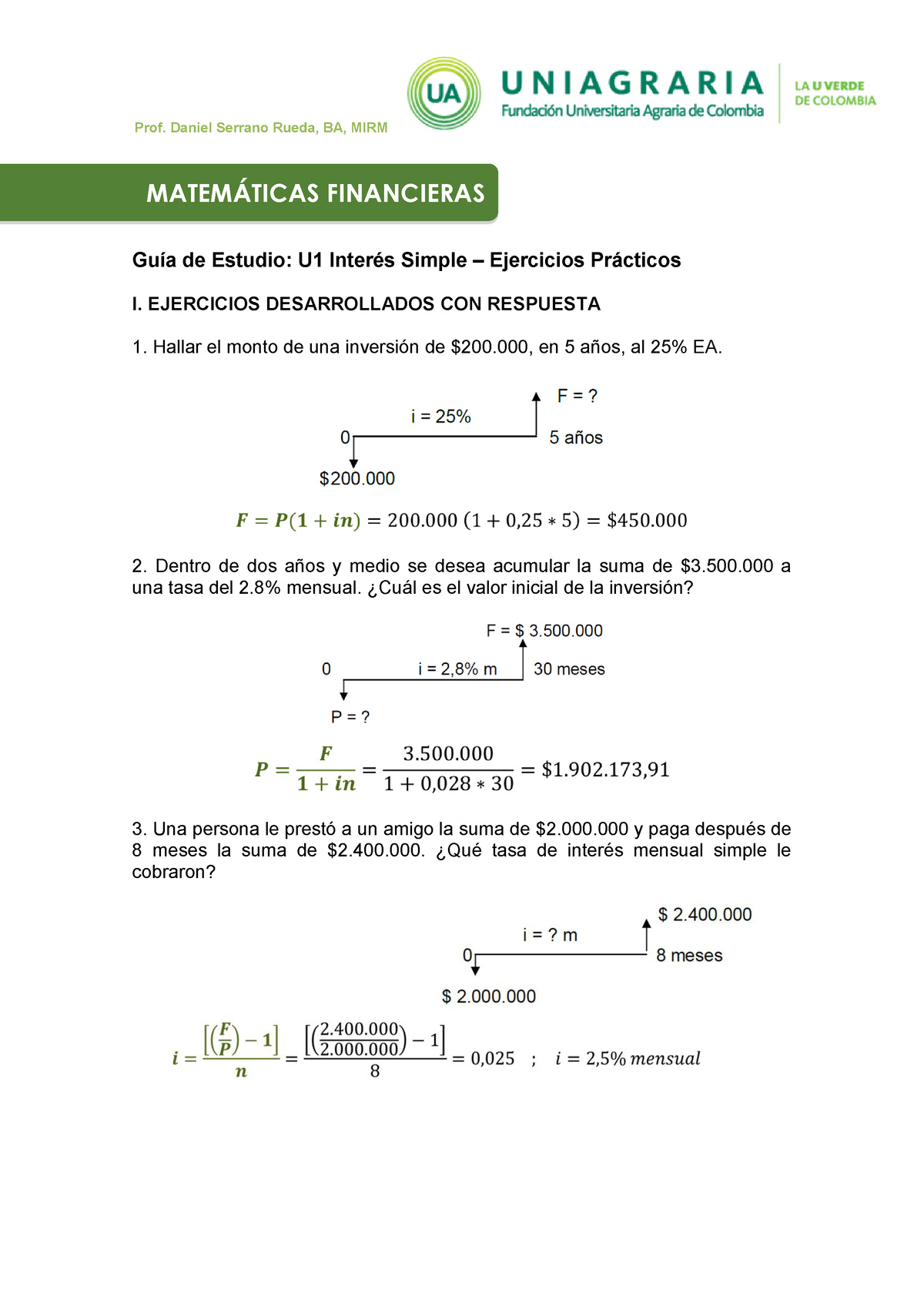 Matematicas Financieras Guia De Estudio Tomado Del Libro Bacca Y ...